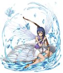  absurdres angel_wings bad_id bad_pixiv_id blue_hair bow_(weapon) granblue_fantasy granblue_fantasy_(style) highres keita_(kta0) long_hair love_live! love_live!_school_idol_project open_mouth solo sonoda_umi water weapon wings yellow_eyes 