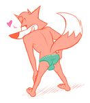  &lt;3 balls blush butt canine clothing crossdressing fox green_panties grin ladysomnambule male mammal panties red_fox smile spy_fox underwear 