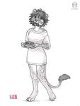  2015 bacon bottomless clothed clothing eating feline female food half-dressed kacey lion mammal morning pancake sketch solo 