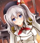  absurdres aircraft airplane blue_eyes blush breasts highres kantai_collection karin_(rei862) kashima_(kantai_collection) large_breasts looking_at_viewer short_hair silver_hair solo twintails 