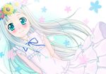  ano_hi_mita_hana_no_namae_wo_bokutachi_wa_mada_shiranai. blue_eyes dress h.i.t_(59-18-45) head_wreath honma_meiko long_hair silver_hair smile solo white_dress 