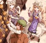  :3 animal_ears blonde_hair brown_eyes brown_hair cat_ears cat_tail chen cup dress elbow_gloves food fox_tail fruit gloves hair_ribbon hanging_food hat jewelry long_hair long_sleeves mouse_ears multiple_girls multiple_tails nekomata open_mouth outdoors persimmon pillow_hat puffy_short_sleeves puffy_sleeves purple_dress red_dress ribbon ruu_(tksymkw) shoes short_hair short_sleeves single_earring sitting smile tabard tail touhou tress_ribbon two_tails very_long_hair white_dress white_gloves wide_sleeves yakumo_ran yakumo_yukari yellow_eyes yunomi 