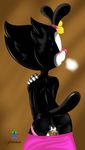 abstract_background animaniacs anus black_fur blush clothing dot_warner female fur mammal masturbation panting presenting pussy pussy_juice solo standing sweat taichao undressing warner_brothers 