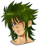  blue_eyes green_hair kraken_isaac long_hair male_focus noe_(bkmnoo) one-eyed portrait saint_seiya scar simple_background solo white_background 