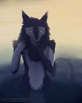  abstract_background ambiguous_gender bathing claws nude sergal sidgi simple_background solo tongue tongue_out water wet 