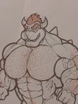  abs biceps bowser huge_muscles male mario_bros muscular nintendo nude pecs ripped-saurian sketch solo video_games 
