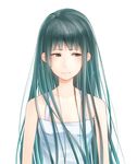  bare_shoulders brown_eyes green_hair long_hair original solo yamaishi_nohi 