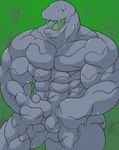  abs anthro balls biceps big_muscles erection male manly muk muscular muscular_male nintendo nude open_mouth pecs penis pok&eacute;mon simple_background slime solo tongue video_games 