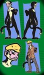  anthro balls basil_h._kinsey capuchin_monkey clothing dotted_background eyewear front_view glasses gloves half-erect hat headshot_portrait long_tail male mammal model_sheet monkey multiple_versions nude pants partially_retracted_foreskin penis portrait prehensile_feet primate reaching rear_view shirt solo uncut vonboche 