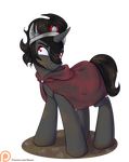  2015 alasou alpha_channel black_fur black_hair cloak clothing dirt dirty equine feral friendship_is_magic fur hair horn king_sombra_(mlp) male mammal my_little_pony patreon red_eyes simple_background smile solo transparent_background unicorn 