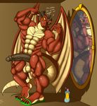  2015 anthro balls dragon english_text erection horn male muscular nude penis solo text wings zp92 