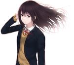  black_hair blazer brown_eyes jacket long_hair original saitou_(lynx-shrike) school_uniform simple_background solo upper_body vest white_background 