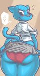  anthro blue_fur butt cat clothed clothing feline female fur mammal mature_female mother nicole_watterson panties parent skirt solo the_amazing_world_of_gumball underwear 