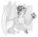  2015 anthro dixiorz dragon dratter felix_reverie fur furred_dragon horn hybrid lutra_draconis male mammal mustelid otter scales sketch webbing whiskers wings 
