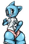  anthro blue_fur borjoy butt cat clothed clothing feline female fur mammal mature_female mother nicole_watterson panties parent skirt solo the_amazing_world_of_gumball underwear 