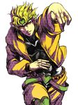  blonde_hair dio_brando foreshortening hatching_(texture) headband jojo_no_kimyou_na_bouken knee_pads male_focus pointing pointing_at_viewer red_eyes setsuna215 solo star 