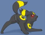  2015 anus blush butt canine eeveelution ellistia female feral looking_at_viewer looking_back mammal nintendo nude open_mouth pok&eacute;mon presenting pussy pussy_juice raised_tail red_eyes simple_background solo spreading umbreon video_games 