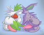  balls big_penis blue_background butt kissing knot legendary_pok&eacute;mon lying male male/male nidorino nintendo on_side pcred566 penis pok&eacute;mon shaymin simple_background video_games 