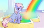  2015 anus bedroom_eyes bluemeganium butt cutie_mark equine female feral friendship_is_magic half-closed_eyes looking_at_viewer looking_back mammal my_little_pony pegasus pussy rainbow rainbowshine_(mlp) seductive sitting sky smile solo wings 