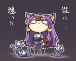  animal_ears bangs blush_stickers cat cat_ears cat_tail chibi feli_(puyopuyo) long_hair nekoguruma popoi_(puyopuyo) purple_hair puyopuyo sidelocks solo tail thighhighs 