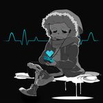  cardiogram glowing glowing_eye headphones heart hood hoodie male_focus npc-dion sans scarf skeleton solo spoilers undertale 