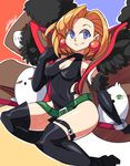  bad_id bad_tumblr_id bare_shoulders belt bigdead93 black_gloves black_legwear blonde_hair blue_eyes boots bracelet breasts cleavage cleavage_cutout dress earrings elbow_gloves gloves halterneck high_collar highres jewelry junketsu_no_maria maria_(junketsu_no_maria) medium_breasts short_dress short_hair smile solo thigh_boots thigh_strap thighhighs witch 