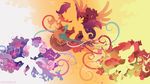  2014 abstract_background apple apple_bloom_(mlp) bow equine female flower friendship_is_magic fruit group horn horse mammal musical_note my_little_pony pegasus plant pony sambaneko scootaloo_(mlp) scooter silhouette sweetie_belle_(mlp) unicorn wallpaper wings 