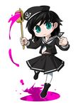  alternate_color alternate_costume aqua_eyes black_hair black_serafuku byourou hat hishaku murasa_minamitsu sailor_hat school_uniform serafuku solo touhou white_legwear 