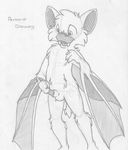  anatomically_correct anatomically_correct_penis anthro balls barefoot bat cub english_text erection fangs front_view greyscale looking_at_penis male mammal masturbation mizzyam monochrome open_mouth pencil_(artwork) penis sachel sheath solo standing text traditional_media_(artwork) winged_arms wings young 