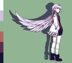  adapted_costume alternate_hairstyle coat commentary highres illynda kishin_sagume no_wings ponytail short_hair silver_hair solo surgical_mask sweater touhou 
