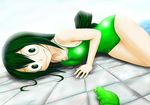  :&gt; asui_tsuyu black_hair boku_no_hero_academia competition_school_swimsuit frog green_swimsuit long_hair one-piece_swimsuit solo swimsuit yuzeto 