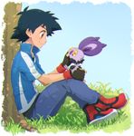  ambiguous_gender ash_ketchum bat clothing human male mammal nintendo noibat oko_nomi_(artist) pok&eacute;mon video_games 