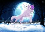  arctic_wolf canine feral fur hair male mammal moon outside purple_eyes purple_hair rukifox snow snowsong solo tree white_fur wolf 
