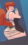  big_butt blush brown_hair butt female hair humanoid lips looking_back marvel solo squirrel_girl thick_thighs 