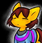  ambiguous_gender brown_hair clothing crossover earth_pony equine feral friendship_is_magic frisk hair horse mammal my_little_pony ponification pony shirt solo undertale video_games zutcha 