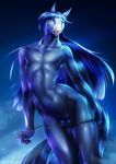  2015 anthro balls blue_eyes blue_hair clothed clothing crossdressing equine equus girly hair half-dressed horse long_hair looking_at_viewer male mammal necklace night one_eye_closed outside panties panties_down sheath solo star thong topless underwear undressing wide_hips wink 
