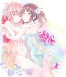  :o ass babydoll bangs bare_arms bare_legs bare_shoulders blue_babydoll blue_dress blunt_bangs blush breasts brown_eyes brown_hair butt_crack camisole cleavage collarbone dress eyebrows_visible_through_hair floral_background flower hair_flower hair_ornament hair_scrunchie highres hug looking_at_viewer medium_breasts midriff multiple_girls navel original panties parted_lips pink_babydoll pink_eyes pink_hair pink_panties ponytail scrunchie see-through shichouson short_hair side-tie_panties side_ponytail sidelocks smile spaghetti_strap sparkle stomach underwear underwear_only white_panties yuri 