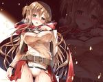  asuna_(sao) belt blush breasts brown_eyes brown_hair cape covered_nipples hand_on_own_chest heavy_breathing large_breasts long_hair long_sleeves looking_at_viewer no_bra open_mouth panties see-through shirt showgirl_skirt solo sousouman sword_art_online two_side_up underwear very_long_hair wet wet_clothes wet_panties wet_shirt zoom_layer 