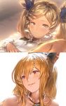  aos blonde_hair blush granblue_fantasy hair_ribbon io_euclase long_hair looking_at_viewer looking_away multiple_girls parted_lips ribbon smile twintails vira_lilie 