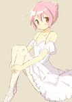  alternate_costume alternate_hairstyle bad_id bad_twitter_id ballerina ballet_slippers hair_bun highres kaname_madoka mahou_shoujo_madoka_magica mahou_shoujo_madoka_magica_movie pantyhose pink_hair short_hair solo tsubaki_(tatajd) tutu white_legwear 