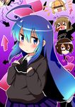  3girls acchi_kocchi blue_eyes blue_hair haruno_hime inui_sakaki long_hair miniwa_tsumiki multiple_girls nekota_susumu otonashi_io school_uniform 