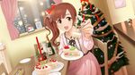  alcohol artist_request bell blouse bottle bow bowtie brown_eyes brown_hair cake candle chair champagne champagne_flute christmas christmas_ornaments christmas_tree cup drinking_glass feeding food frills hair_ribbon highres idolmaster idolmaster_cinderella_girls idolmaster_cinderella_girls_starlight_stage igarashi_kyouko indoors jewelry jpeg_artifacts lace lace-trimmed_ribbon long_hair looking_at_viewer merry_christmas official_art pendant plate ponytail pov_across_table pov_feeding ribbon room side_ponytail sitting skirt slice_of_cake smile solo table window 