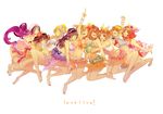  ayase_eli barefoot black_hair blonde_hair blue_eyes bow breasts brown_eyes brown_hair commentary_request copyright_name hair_bow hoshizora_rin koizumi_hanayo kousaka_honoka long_hair love_live! love_live!_school_idol_project medium_breasts minami_kotori multiple_girls natsuiro_egao_de_1_2_jump! nishikino_maki one_side_up open_mouth orange_hair ponytail purple_eyes purple_hair red_eyes red_hair saylor short_hair small_breasts smile sonoda_umi swimsuit toujou_nozomi twintails yazawa_nico yellow_eyes 