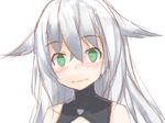  bare_shoulders black_heart blush close-up green_eyes himajin_(starmine) long_hair looking_at_viewer neptune_(series) sketch solo white_hair 