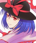  bad_id bad_pixiv_id blue_hair bow face hat hat_bow highres looking_at_viewer nagae_iku red_eyes smile solo touhou upper_body x&amp;x&amp;x 