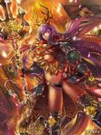  armor boots breasts copyright_request flag large_breasts long_hair miyano_akihiro purple_hair red_eyes solo very_long_hair 