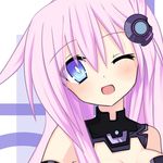  blue_eyes blush close-up hair_ornament long_hair meimu_(infinity) nepgear neptune_(series) one_eye_closed pink_hair purple_sister smile symbol-shaped_pupils 