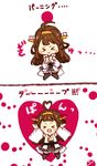  &gt;_&lt; :d ahoge brown_hair burning_love_(phrase) closed_eyes hairband heart heart_ahoge highres japanese_clothes kantai_collection kobone kongou_(kantai_collection) long_hair nontraditional_miko open_mouth skirt smile solo translated xd 