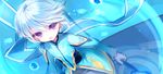  air_bubble bubble cape highres male_focus mikleo_(tales) name_(oiuio) purple_eyes solo tales_of_(series) tales_of_zestiria water white_hair 