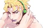  blonde_hair dio_brando headphones jojo_no_kimyou_na_bouken lipstick makeup male_focus purple_lipstick solo yatsuji 